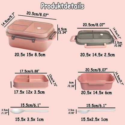 Lunch box with compartments, all-in-one double-layer lunch box, leakproof lunch box with cutlery for work, V1188-MS-313-0218