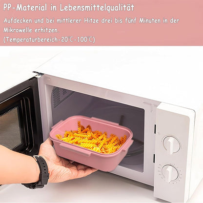 Lunch box with compartments, all-in-one double-layer lunch box, leakproof lunch box with cutlery for work, V1188-MS-313-0218