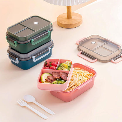 Lunch box with compartments, all-in-one double-layer lunch box, leakproof lunch box with cutlery for work, V1188-MS-313-0218