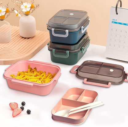 Lunch box with compartments, all-in-one double-layer lunch box, leakproof lunch box with cutlery for work, V1188-MS-313-0218