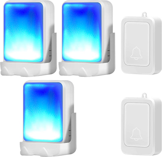Doorbell - Wireless Doorbell - Wireless Doorbell - Doorbells - 2 transmitters and 3 receivers - With 7 bright V1188-MS-313-0219