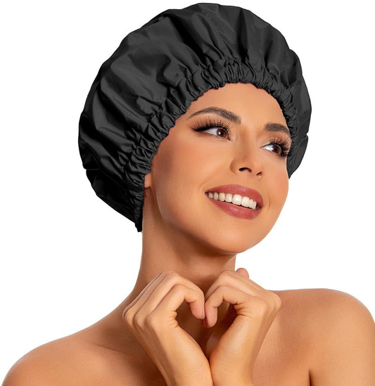 Swimming Cap - Women's Shower Cap - Large Waterproof Shower Cap - Washable Elastic Band - Swimming Cap for V1188-MS-313-0227