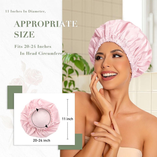 Swimming Cap - Women's Shower Cap - Large Waterproof Shower Cap - Washable Elastic Band - Swimming Cap for V1188-MS-313-0228