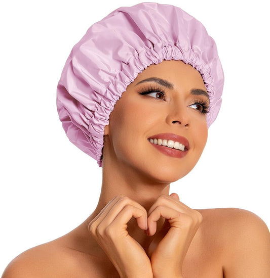 Swimming Cap - Women's Shower Cap - Large Waterproof Shower Cap - Washable Elastic Band - Swimming Cap for V1188-MS-313-0230