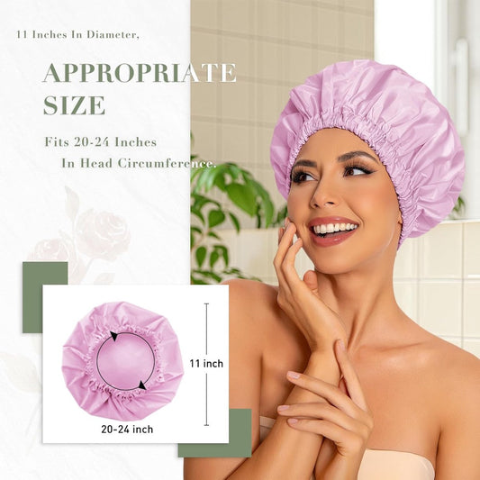 Swimming Cap - Women's Shower Cap - Large Waterproof Shower Cap - Washable Elastic Band - Swimming Cap for V1188-MS-313-0230