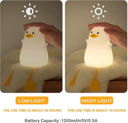Cute Yellow Duck Night Light - Silicone Night Light for Children - Dimmable Touch Control with Timer - Baby V1188-MS-313-0231