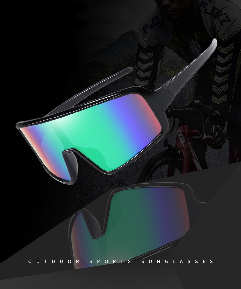Sport Sunglasses - Green - Extra Large Frame - Cycling Glasses, Sports Glasses V1188-MS-313-0239