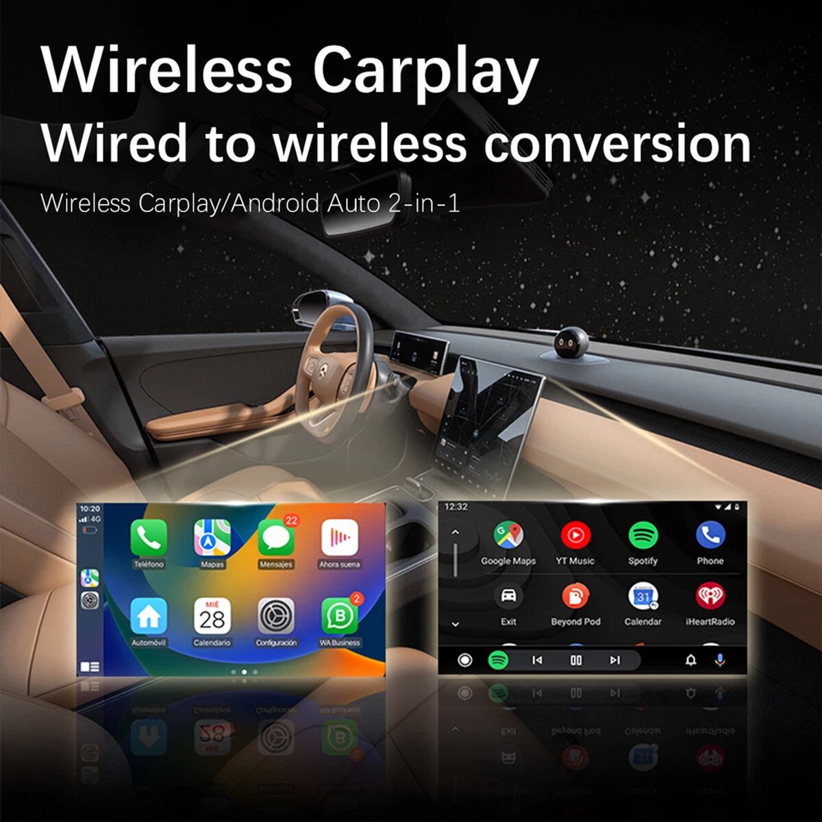 2-in-1 Wireless USB Car Adapter for Android CarPlay V1188-MS-313-0242