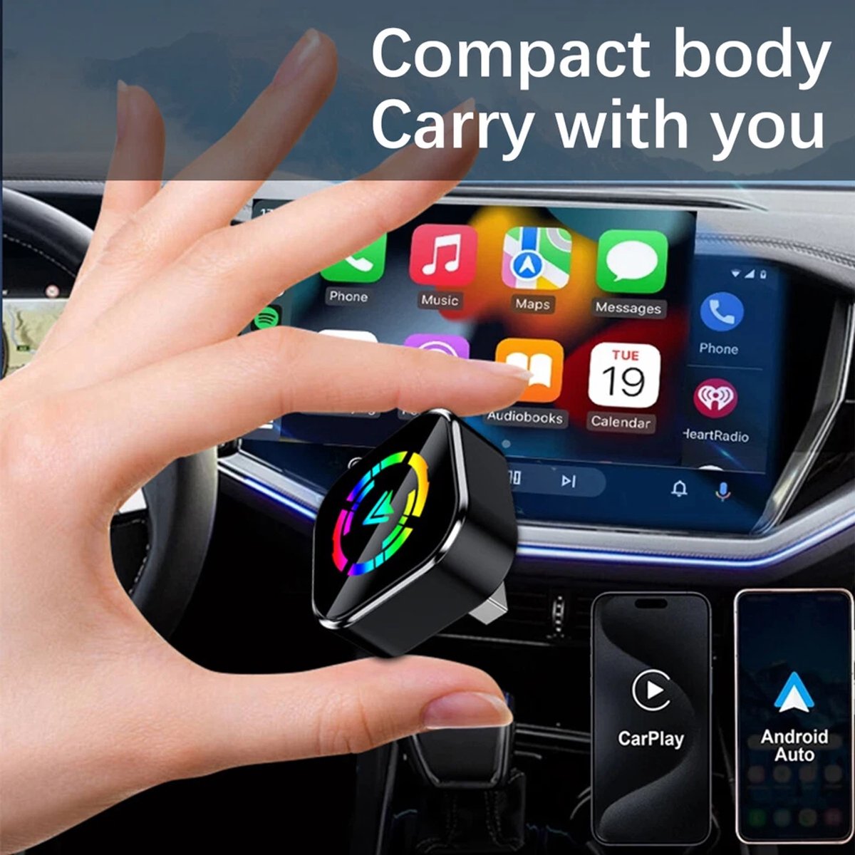 2-in-1 Wireless USB Car Adapter for Android CarPlay V1188-MS-313-0242