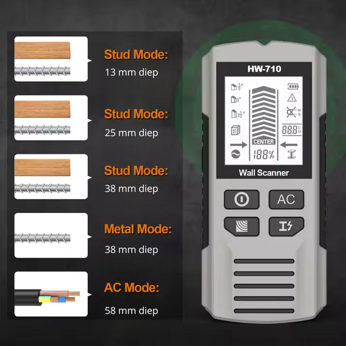 Pipe Finder - Pipe Detector - detector for walls, wood, metal, pipes, wiring - in-depth analysis V1188-MS-313-0246