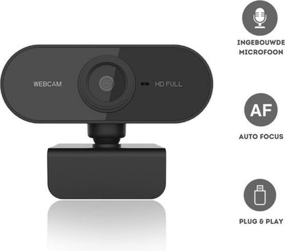 Full HD Webcam - 1080p - Webcam with Microphone - Computer - Laptop - Autofocus - Work from Home - Webcam for V1188-MS-313-0248