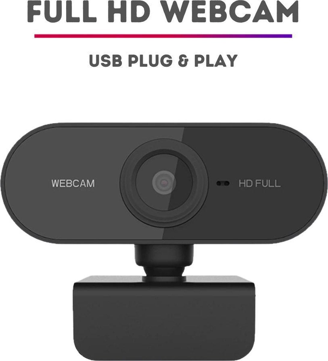 Full HD Webcam - 1080p - Webcam with Microphone - Computer - Laptop - Autofocus - Work from Home - Webcam for V1188-MS-313-0248
