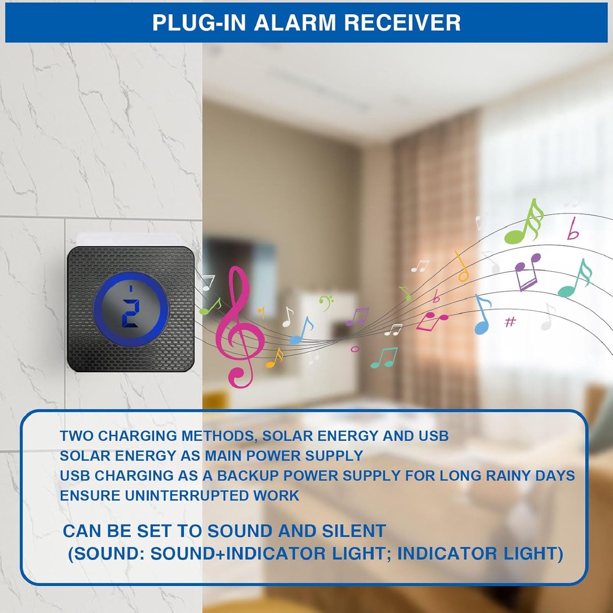 Driveway Alarm - Entry Detector - Solar Driveway Alarm - Passage Detector - Wireless = Security - V1188-MS-313-0262
