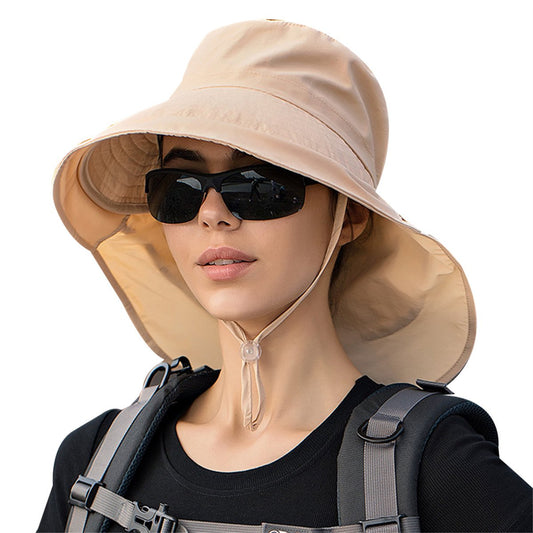 Women's and Men's Sun Hat - Foldable Garden Hat - Wide Brim with Neck Flap - With Chin Strap - For Outdoor V1188-MS-313-0266