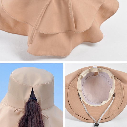 Women's and Men's Sun Hat - Foldable Garden Hat - Wide Brim with Neck Flap - With Chin Strap - For Outdoor V1188-MS-313-0266