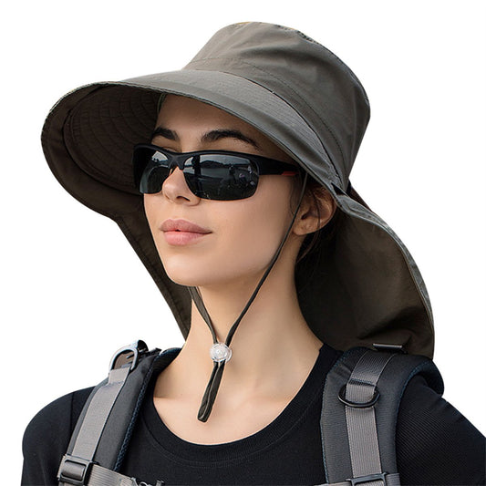 Women's and Men's Sun Hat - Foldable Garden Hat - Wide Brim with Neck Flap - With Chin Strap - For Outdoor V1188-MS-313-0267