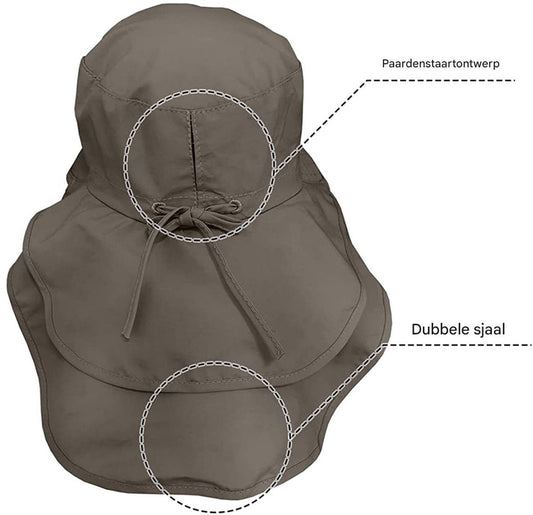 Women's and Men's Sun Hat - Foldable Garden Hat - Wide Brim with Neck Flap - With Chin Strap - For Outdoor V1188-MS-313-0267