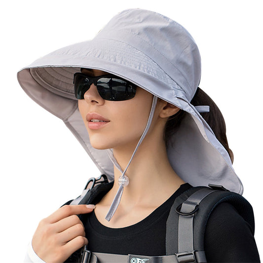 Women's and Men's Sun Hat - Foldable Garden Hat - Wide Brim with Neck Flap - With Chin Strap - For Outdoor V1188-MS-313-0268