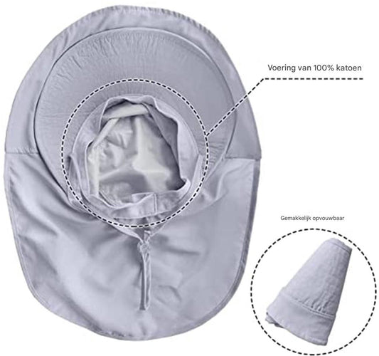 Women's and Men's Sun Hat - Foldable Garden Hat - Wide Brim with Neck Flap - With Chin Strap - For Outdoor V1188-MS-313-0268