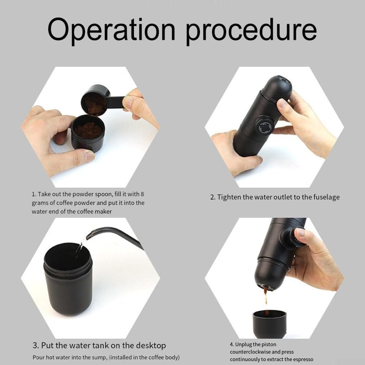 Portable manual coffee maker for travel - ideal for outdoor camping V1188-MS-313-0271