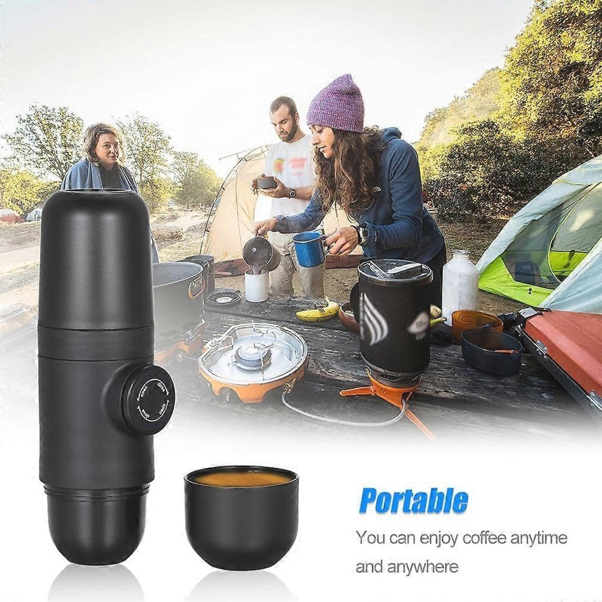 Portable manual coffee maker for travel - ideal for outdoor camping V1188-MS-313-0271