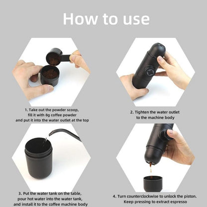 Portable manual coffee maker for travel - ideal for outdoor camping V1188-MS-313-0271