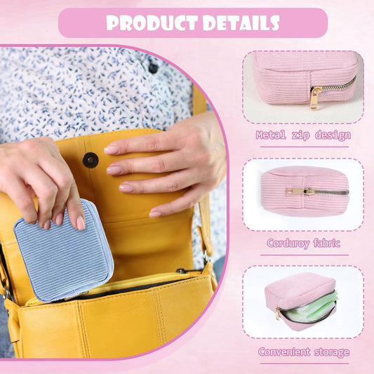 Toiletry bag - Women's toiletry bag - Toiletry bag - Tampon storage bag - Corduroy - Small makeup bag - Mini V1188-MS-313-0278
