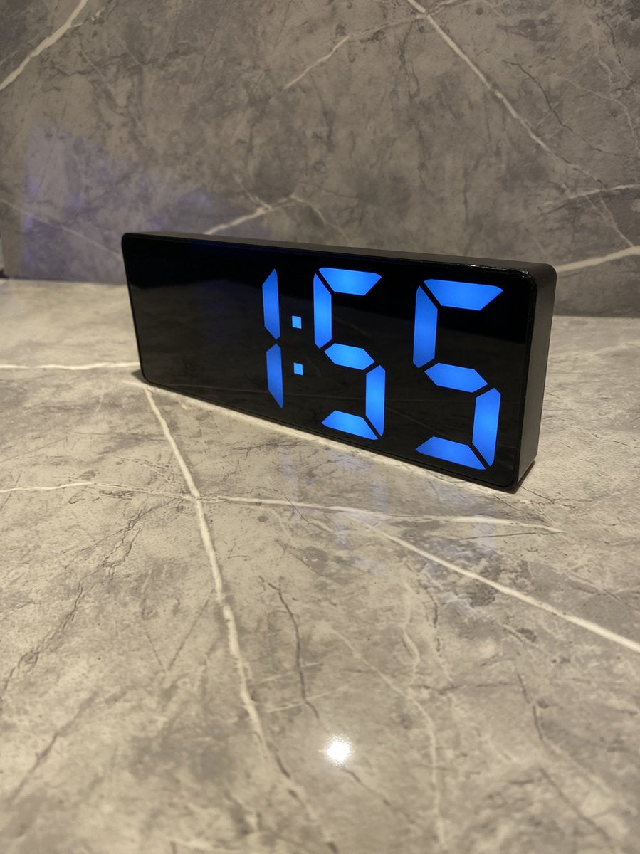 Klok Digital Deluxe - Bedroom - Sound Sensor - Wekker - Black - USB - Battery - LED Wit V1188-MS-313-0279