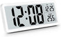 Battery-operated digital wall clock with large numbers, temperature display, 12/24 hour format for office, V1188-MS-313-0286