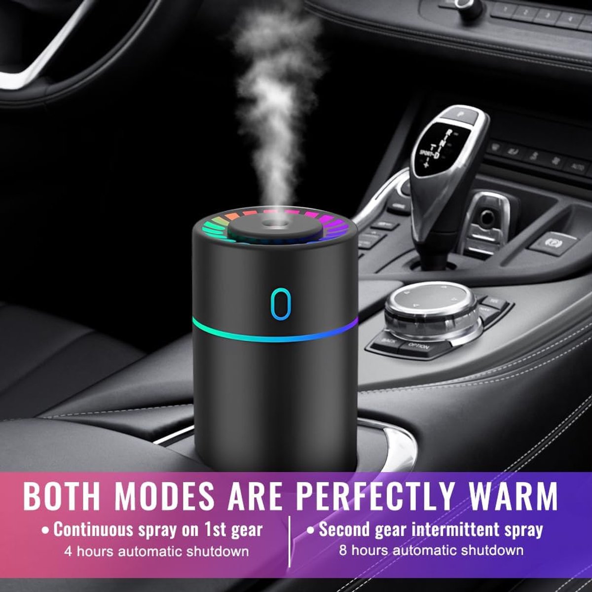 Car air freshener with colored lights and USB connection - 2 settings, automatic shut-off - for car, office, V1188-MS-313-0288