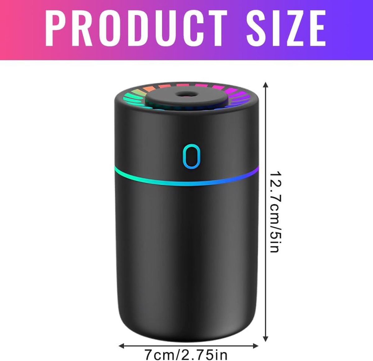 Car air freshener with colored lights and USB connection - 2 settings, automatic shut-off - for car, office, V1188-MS-313-0288