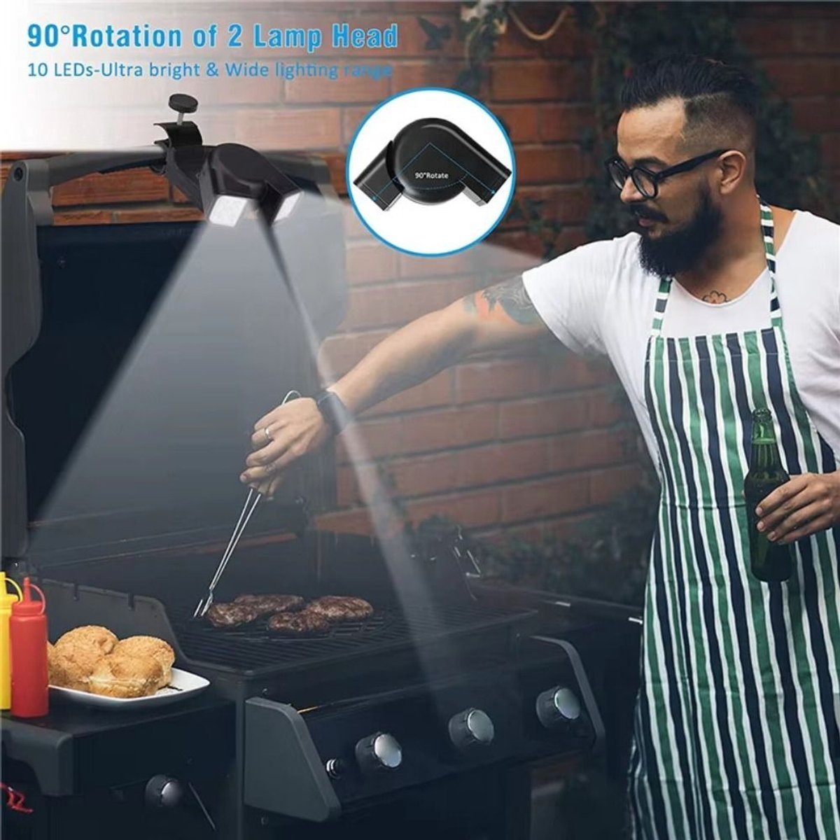 Grill lighting, Grill accessories, Bright double lamp, Cooking grill circulation light V1188-MS-313-0296
