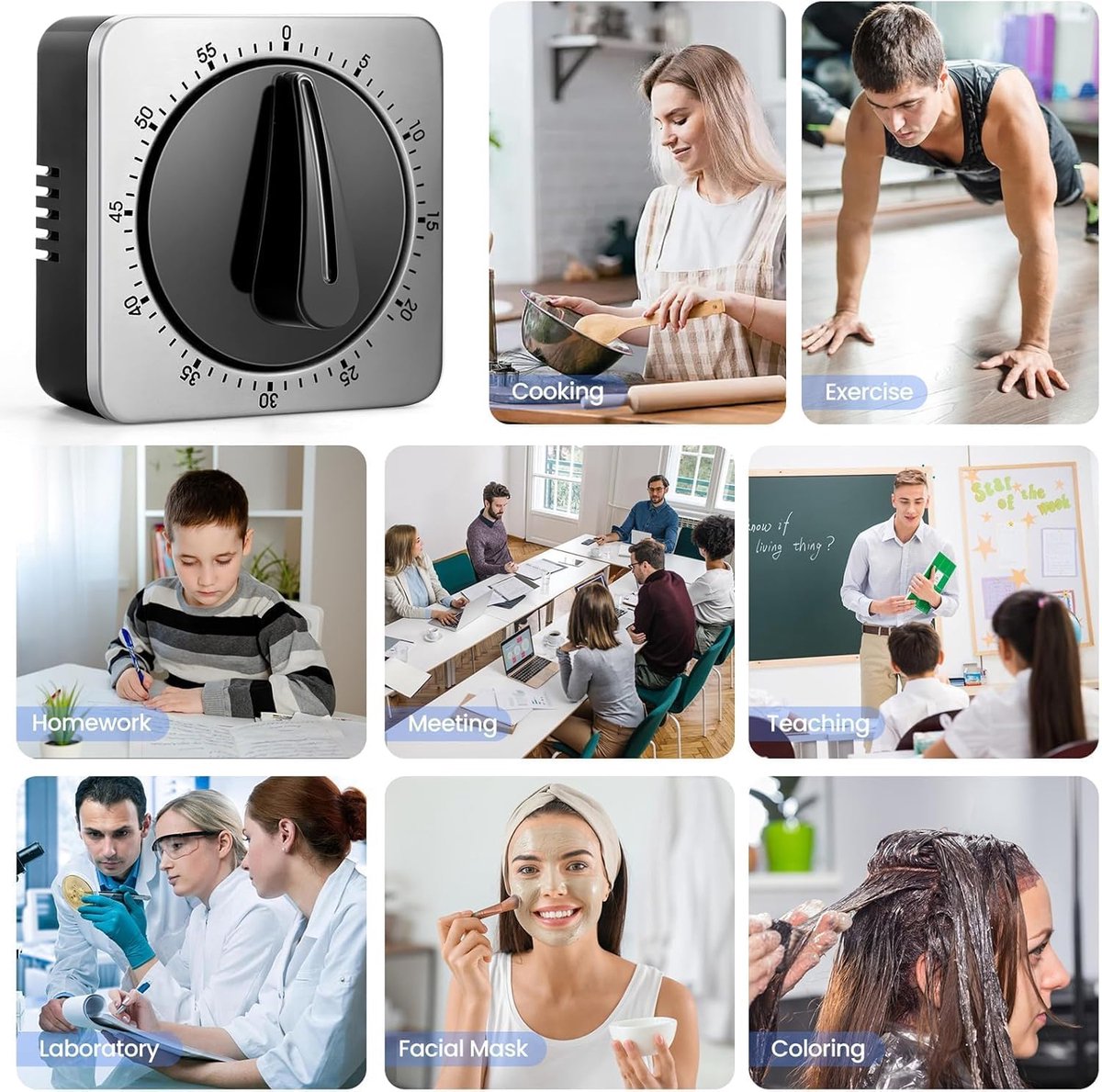 Kitchen Timers for Cooking - Chef's Kitchen Timer with Audible Alarm - Mechanical Desktop Timer - No V1188-MS-313-0298