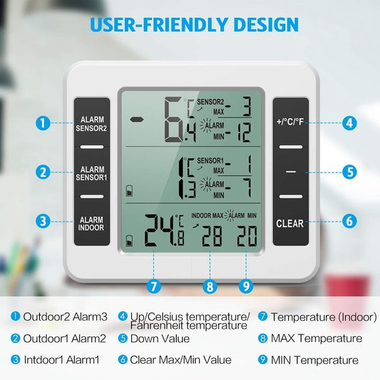 Thermometer - thermometers - indoor thermometer - freezer thermometer - freezer thermometer - digital V1188-MS-313-0314