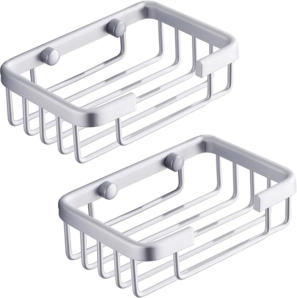 Wall-mounted aluminum soap dish for bathroom and kitchen - Silver, 2 pieces V1188-MS-313-0341
