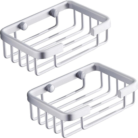 Wall-mounted aluminum soap dish for bathroom and kitchen - Silver, 2 pieces V1188-MS-313-0341