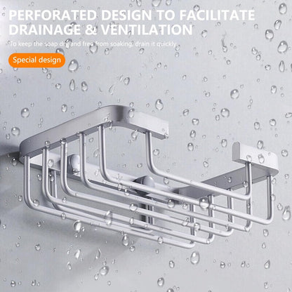 Wall-mounted aluminum soap dish for bathroom and kitchen - Silver, 2 pieces V1188-MS-313-0341