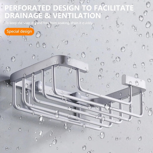 Wall-mounted aluminum soap dish for bathroom and kitchen - Silver, 2 pieces V1188-MS-313-0341