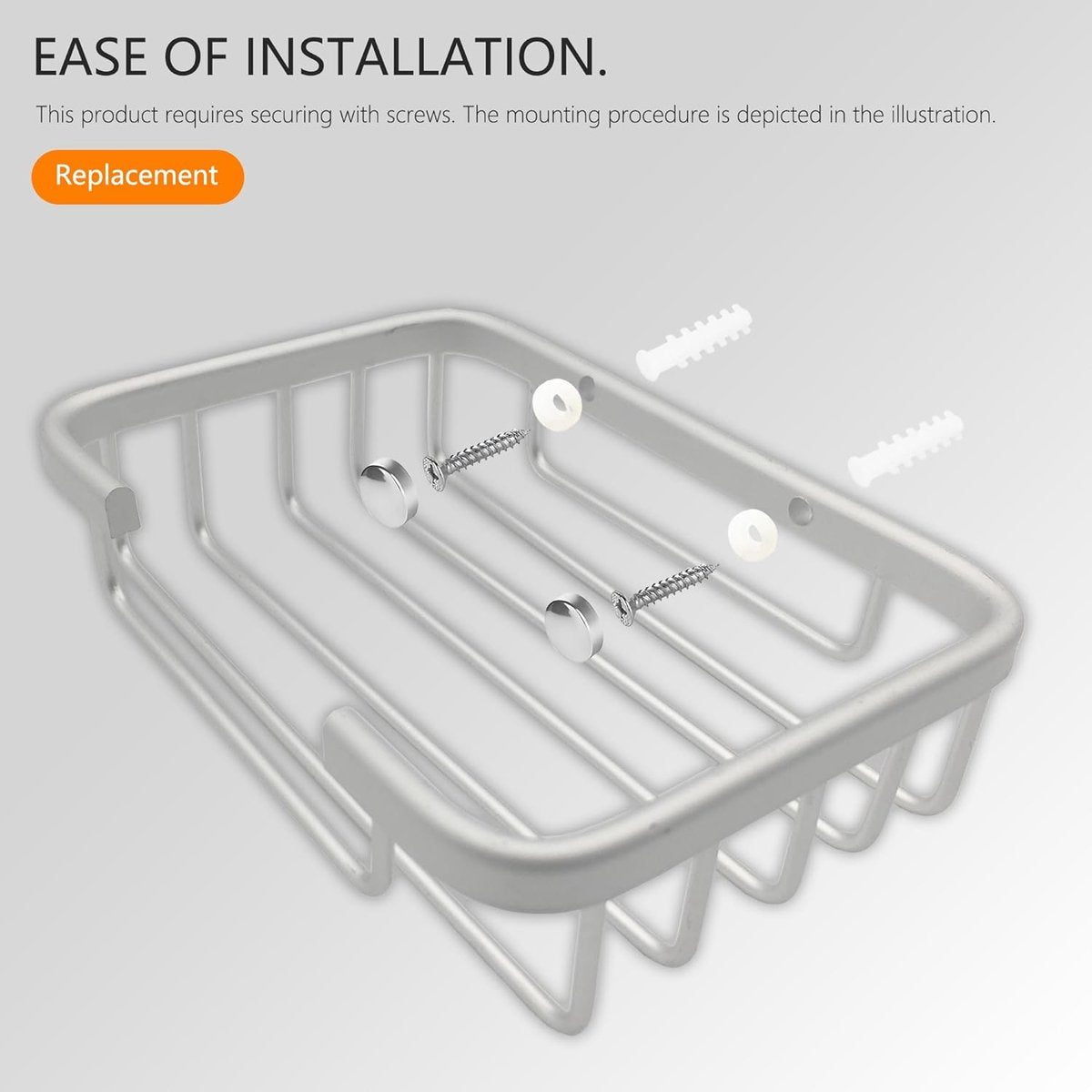 Wall-mounted aluminum soap dish for bathroom and kitchen - Silver, 2 pieces V1188-MS-313-0341