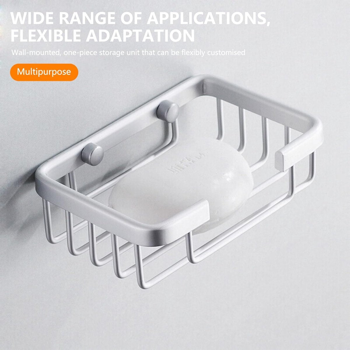 Wall-mounted aluminum soap dish for bathroom and kitchen - Silver, 2 pieces V1188-MS-313-0341