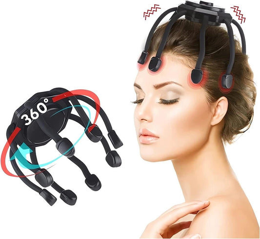 The head massager features 3 vibrating contacts, is ultra-rechargeable, and has a removable head attachment. V1188-MS-313-0343