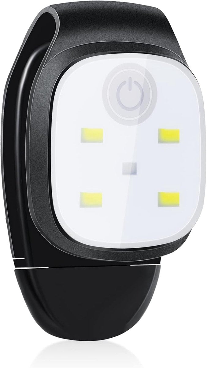 Clip-on outdoor running light, LED flashlight, USB rechargeable, reflective plastic safety light, accessory V1188-MS-313-0347