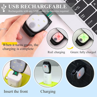 Clip-on outdoor running light, LED flashlight, USB rechargeable, reflective plastic safety light, accessory V1188-MS-313-0347