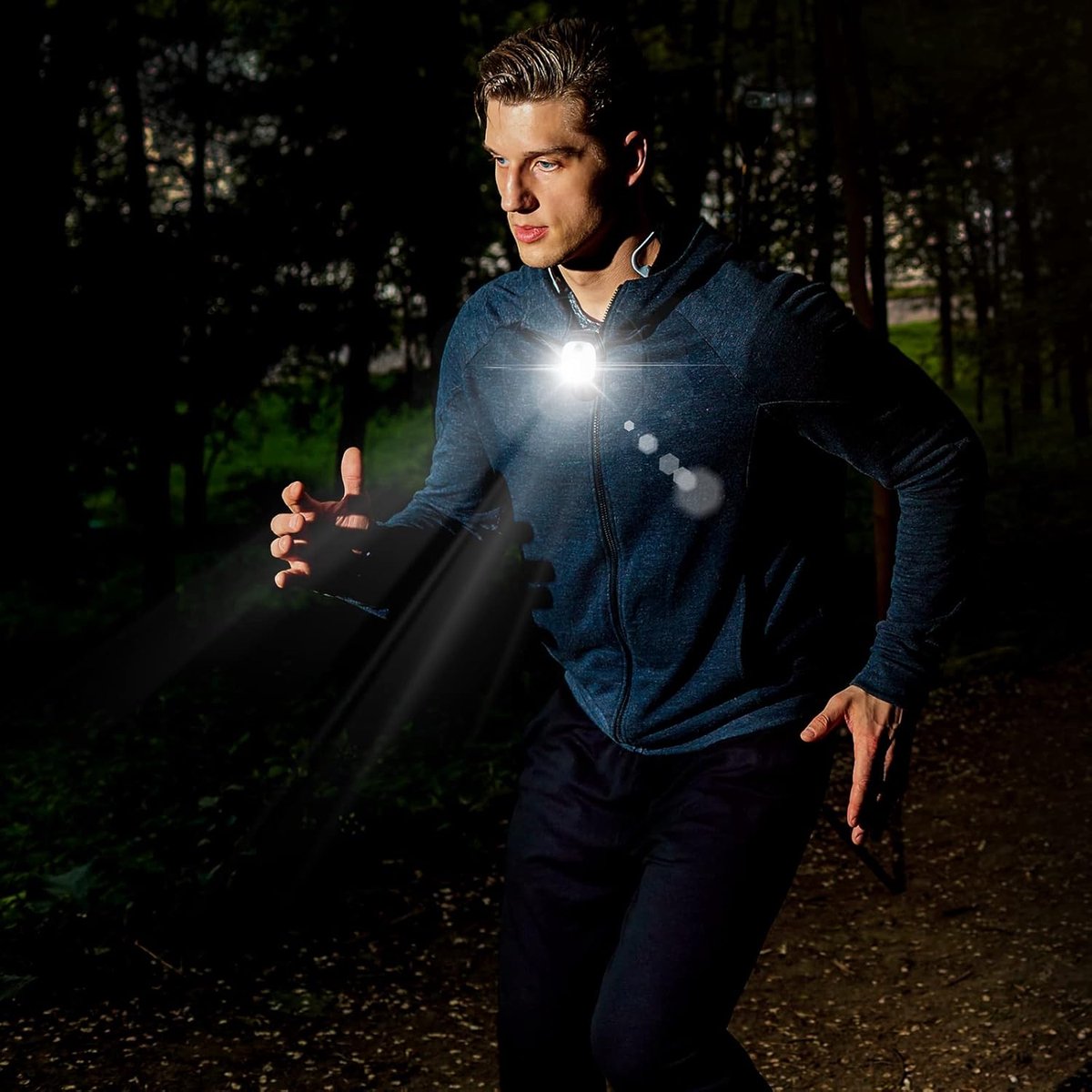 Clip-on outdoor running light, LED flashlight, USB rechargeable, reflective plastic safety light, accessory V1188-MS-313-0347