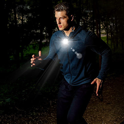 Clip-on outdoor running light, LED flashlight, USB rechargeable, reflective plastic safety light, accessory V1188-MS-313-0347