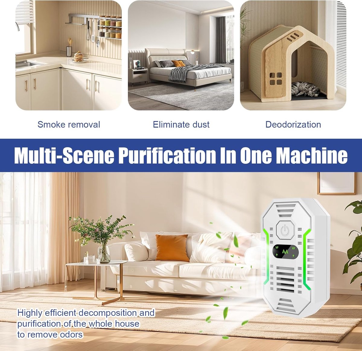 Air purifier - Plug-in negative ion air purifier - Home air purifier - Deodorizer - Ionizer - For pets, V1188-MS-313-0350