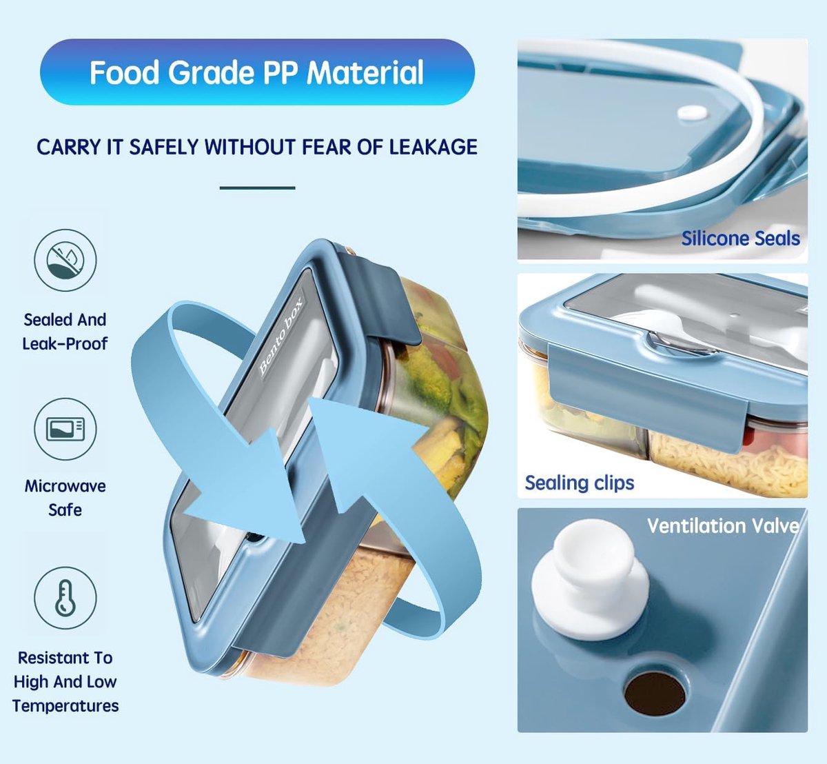 Lunch box - Lunch box for adults - Lunch boxes for children - Compartment lunch box - Reusable lunch box - V1188-MS-313-0360