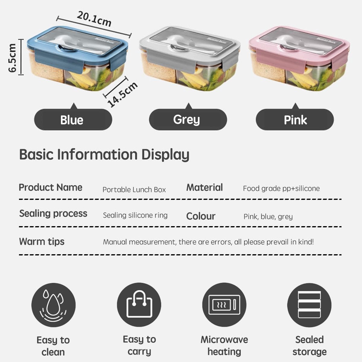 Lunch Box - Children's Lunch Box - Compartmentalized Lunch Box - Reusable Lunch Box - 2-Compartment Lunch Box V1188-MS-313-0361