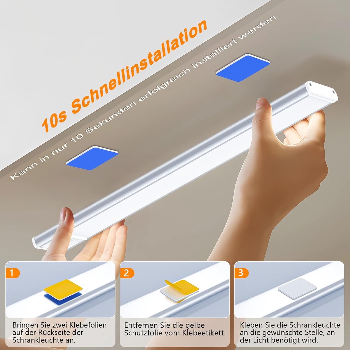 20cm LED Under Cabinet Lighting with Motion Detector - Rechargeable - 3 Colour Temperatures and Infinite V1188-MS-313-0369