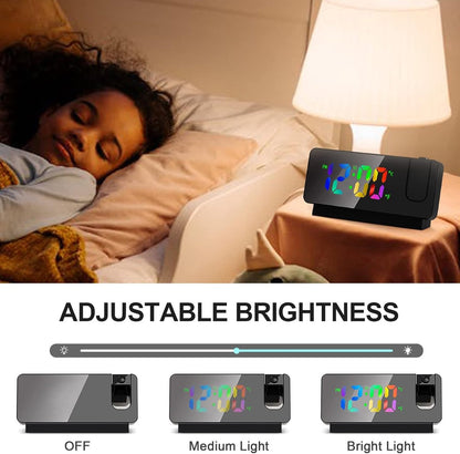 Wekker projection alarm clock, LED mirror alarm clock, alarm clock with projection function, projection clock V1188-MS-313-0370